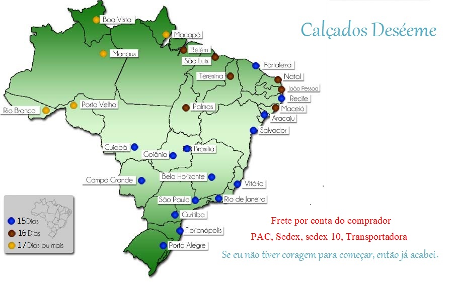 Mapa de prazos para entrega.